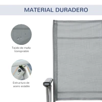 Outsunny Tumbona de Jardín Plegable Sillón Silla de Playa Ajustable en 10 Posiciones con Respaldo Alto y Reposapiés Transpirable Carga Máx. 120 kg 78x58x110 cm Gris(m-5)