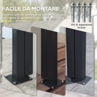 Outsunny Tenda Laterale Retrattile 400x160 cm con Maniglia, in Metallo, Alluminio e Poliestere, Grigio Chiaro(m-6)