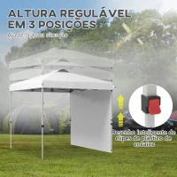 Outsunny Tenda Dobrável 247x247x268 cm  Tenda de Jardim com 1 Parede Lateral Altura Ajustável para Campismo Festas Branco(m-5)