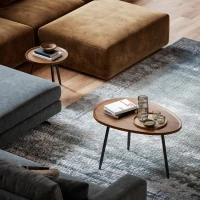 HOMCOM Juego de 2 Mesas Auxiliares Apilables Mesas Nido Estilo Moderno con Marco de Metal para Salón Dormitorio Efecto Madera(m-6)