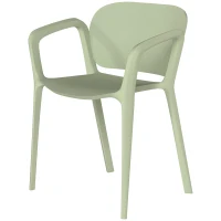 Outsunny Set 4 Sedie da Giardino Impilabili in PP dal Design Moderno con Braccioli 60x56x75 cm, Verde(m-10)