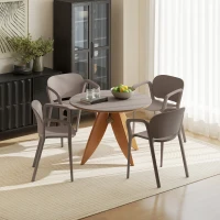 Outsunny Set 4 Sedie da Giardino Impilabili in Plastica Moderne con Braccioli 60x56x75 cm, Grigio(m-8)