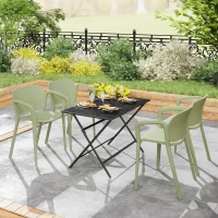Outsunny Set de 4 Scaune Suprapozabile pentru Grădină, 60x56x75 cm, Verde(m-9)