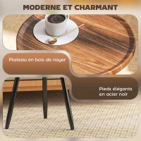 HOMCOM Table basse salon ronde, table d'appoint moderne avec cadre en acier, pour salon, chambre, Ø 40 x 39 cm, bois de noyer(m-4)