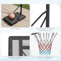 SPORTNOW Canasta de Baloncesto de Exterior 2 en 1 con Altura Ajustable 230-305 cm Aro de Baloncesto con Soporte Ruedas Base Negro(m-7)