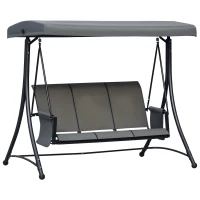 Outsunny Dondolo 3 Posti da Giardino o Terrazzo con Tettuccio Regolabile e Tasche Portaoggetti Grigio Scuro 196x128x172cm(m-1)