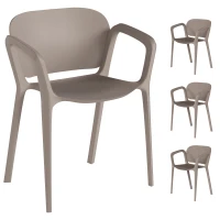 Outsunny Set 4 Scaune de Grădină Stivuibile cu Brațe, Rezistente la Raze UV și Impermeabile, 60x56x75 cm, Gri(m-1)