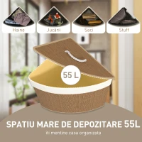 HOMCOM Coș de Rufe Colțar 55L cu Sac Detașabil din Bambus Maro(m-4)