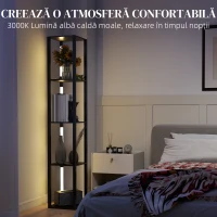 HOMCOM Lampă de Podea cu 4 Rafturi și 3 Luminozități Reglabile 29x29x163cm Negru(m-6)