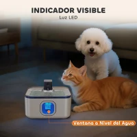 PawHut Fuente para Gatos de Acero Inoxidable 5L Bebedero Gatos Automático con Luz LED Bomba Súper Silenciosa y Filtro Plata(m-9)