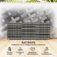 Outsunny Panca Contenitore Rialzata con Fodera Interna, in Acciaio e Rattan, 180x60x73 cm, Grigio e Crema(m-7)