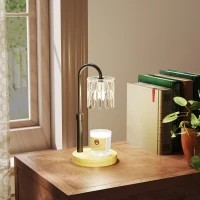 HOMCOM Lámpara Calefactora de Velas con Base Pantalla de Vidrio y Varilla Negra Ø15x32,5 cm para Dormitorio Salón Multicolor(m-7)