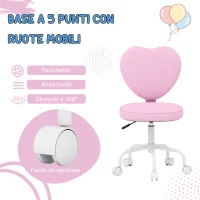 HOMCOM Sedia per Scrivania a Forma di Cuore con 5 Rotelle e Altezza Regolabile in Tessuto Rosa, 42x50x79-89cm(m-6)