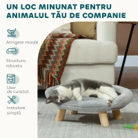 PawHut Canapea Înălțată pentru Câini și Pisici cu Spătar, 47x40x20 cm, Gri(m-5)