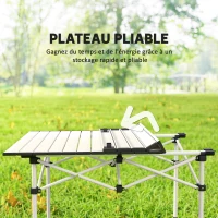 Outsunny Ensemble de meubles de camping 5 pièces table de camping avec 4 chaises pliantes avec poches 95 x 56,5 x 50 cm, blanc(m-8)