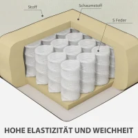 HOMCOM Fotel tapicerowany z podłokietnikami, nachylone oparcie, nogi z drewna kauczukowego, kremowy(m-4)