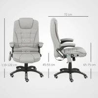 Vinsetto Fauteuil de bureau massant et chauffant chaise de bureau avec hauteur réglable dossier inclinable et télécommande gris(m-3)