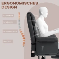 HOMCOM Ergonomische Bureaustoel met Verstelbare Hoogte (48-56 cm), Kantelbare Rugleuning en Voetensteun - Zwart(m-4)