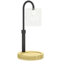 HOMCOM Lámpara Calefactora de Velas con Base Pantalla de Vidrio y Varilla Negra Ø15x32,5 cm para Dormitorio Salón Multicolor(m-1)