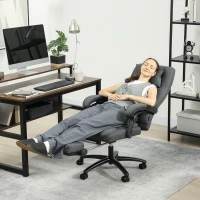 Vinsetto Massagewerkstoel, USB-aansluiting, draaibare wielen, Donkergrijs(m-2)