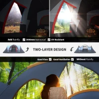 Outsunny 5-6 Man Dome Camping Tent Hiking Shelter UV Protection Water Resistant Tunnel Sun Shade - Grey(m-4)
