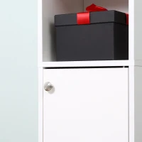 kleankin Meuble colonne de salle de bain armoire haute 2 placards 6 niches étagères réglables 30 x 28 x 180 cm blanc(m-13)