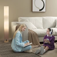HOMCOM Lampadaire sur pied de salon avec abat-jour en lin, interrupteur à pied, 2 x douille E27, 120 cm, gris(m-7)