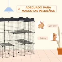 PawHut Recinto Modular para Animales Pequeños con Múltiples Niveles Puertas Amplias Rampas y Paneles de Resina PP 105x70x116 cm(m-7)