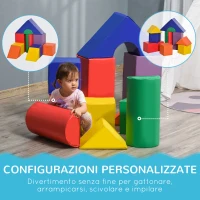 HOMCOM Set di Costruzioni Morbide per Bambini da 1-3 Anni con 11 Forme, in PU e EPE, Colori Vari(m-5)
