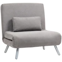 HOMCOM Single Velvet-Feel Chair Bed - Grey(m-1)