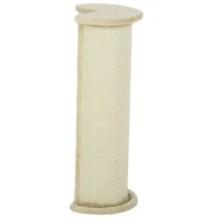 PawHut Kratzbrett für Katzen, Eckdesign, platzsparend, 35 cm x 35 cm x 85 cm, Cremeweiß(m-12)