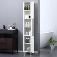 kleankin Meuble colonne de salle de bain armoire haute 2 placards 6 niches étagères réglables 30 x 28 x 180 cm blanc(m-11)