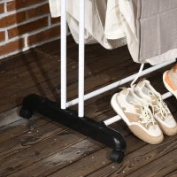 HOMCOM Foldable Clothes Drying Rack, 4-Tier Steel Garment Laundry Rack with Castors for Indoor and Outdoor Use, Black(m-13)