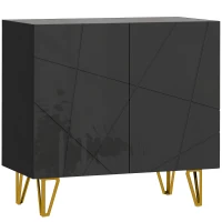 HOMCOM Modern Luxe High Gloss Sideboard, with Hairpin Legs - Black(m-1)