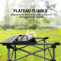 Outsunny Ensemble de meubles de camping 5 pièces table avec 4 chaises pliantes avec poches latérales 55 x 51 x 50 cm, gris foncé(m-8)