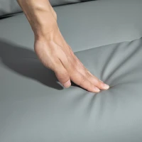 HOMCOM Relaxstoel met Hoker, Ligfunctie, Draaibaar, Lederoptiek, tot 150 kg, Lichtgrijs(m-9)