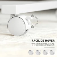 HOMCOM Mesa Auxiliar com Rodas Altura Ajustável Superfície Inclinável e Estrutura de Metal  57x40x67,5-101 cm Carvalho e Branco(m-5)