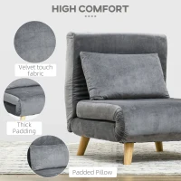 HOMCOM 2-in-1 Chair, Reclining Chair, Guest Bed, 72 cm x 78 cm x 79 cm, Gray(m-4)