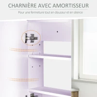 HOMCOM Armoire murale salle de bain avec miroir, 80 x 15 x 60 cm, meuble salle de bain, armoire de toilette avec double portes et étagères réglables, blanc(m-7)