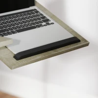 HOMCOM Mesa Auxiliar com Rodas Altura Ajustável Superfície Inclinável e Estrutura de Metal  57x40x67,5-101 cm Carvalho e Branco(m-9)