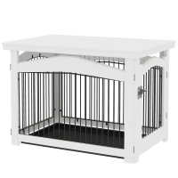 PawHut Jaula para Perros Medianos 3 en 1 con Puerta Tapa Superior Desmontable y Bandeja Extraíble 82,5x57,5x59,5 cm Blanco