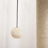 PawHut Kratzbaum Rattan 95 cm Höhe 3-Stufiger Katzenbaum mit Platform, Katzenbett, Kletterbaum mit Katzenhöhle Sisalstämmen Spielbälle Katzenmöbel Sisal Natur+Beige(m-11)