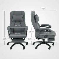 Vinsetto Massagewerkstoel, USB-aansluiting, draaibare wielen, Donkergrijs(m-3)