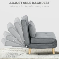 HOMCOM 2-in-1 Chair, Reclining Chair, Guest Bed, 72 cm x 78 cm x 79 cm, Gray(m-5)