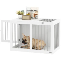 PawHut Jaula para Perros Medianos con 2 Puertas con Pestillo Estructura de Acero Inoxidable 80x50x56,5 cm Blanco(m-10)