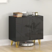 HOMCOM Modern Luxe High Gloss Sideboard, with Hairpin Legs - Black(m-9)