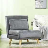 HOMCOM 2-in-1 Chair, Reclining Chair, Guest Bed, 72 cm x 78 cm x 79 cm, Gray(m-10)