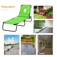 Outsunny Transat de Jardin Chaise Longue Pliante Bain de Soleil pour Lecture vert(m-5)