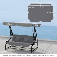 Outsunny 145 x 200Wcm Swing Chair Canopy Replacement - Dark Grey(m-3)