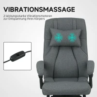 Vinsetto Massagewerkstoel, USB-aansluiting, draaibare wielen, Donkergrijs(m-9)